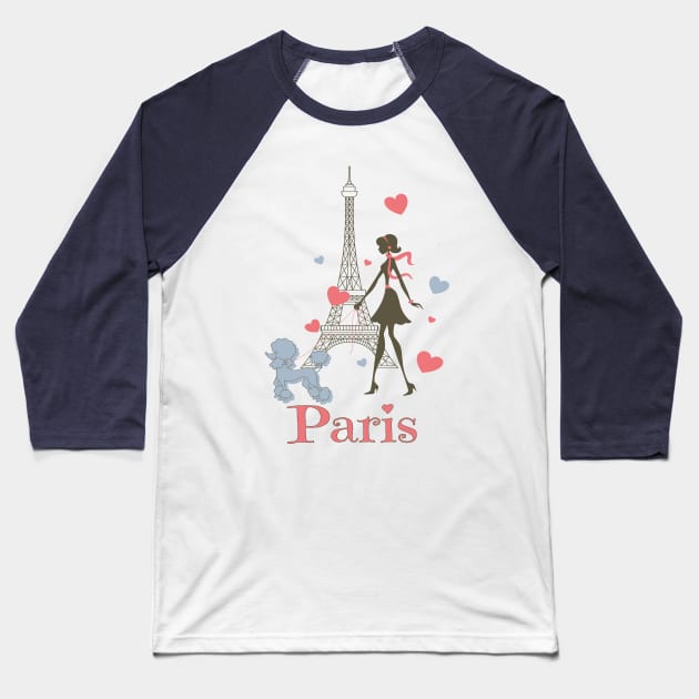 Girl in Paris Baseball T-Shirt by AlondraHanley